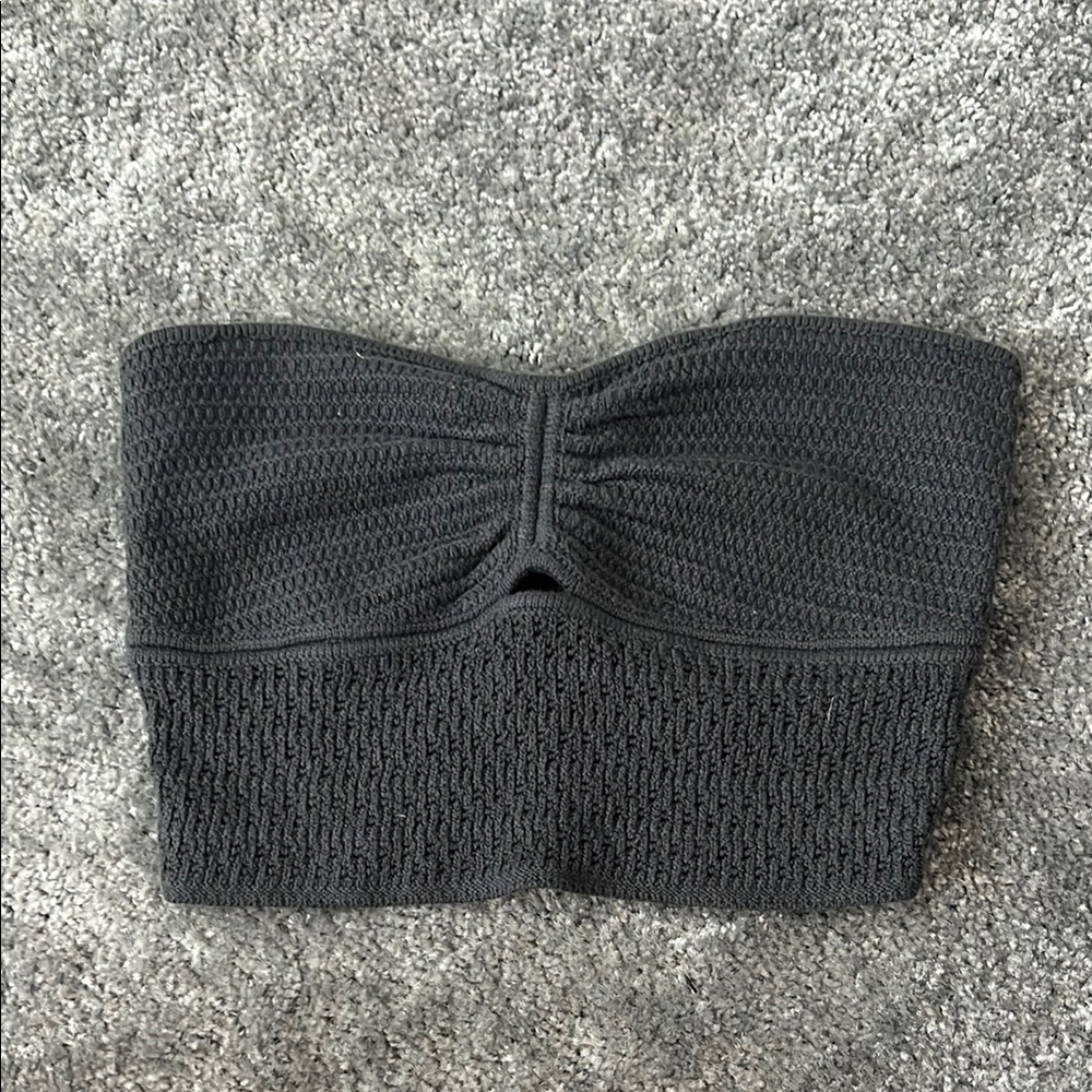 American Eagle Outfitters Gray Ruched Crop Top